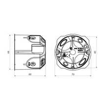 Kopos 1-es gipszkarton szerelvénydoboz 60 mm mély légtömített D68 mm KPRL 64-60/LD_NA