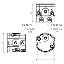 KOPOS KOLIN Szerelvénydoboz 73mm, mélyített 70mm, gumimembránnal, halogénmentes + 2db csavar/doboz KPR 68/D KA