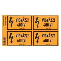 Matrica 100x60 mm Vigyázz! 400V! jelzéssel 4db/csomag ERVT63/01V217