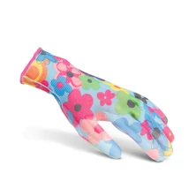 Mintás kerti kesztyű víztaszító nitrilbevonattal a tenyérrészen XS-es 11517XS