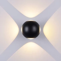 Optonica LED kültéri fali lámpa 4W 440lm 4000K fekete kerek 4LED IP54 7491