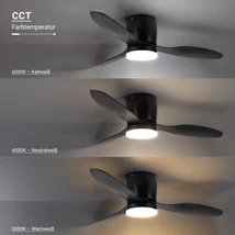 Optonica LED mennyezeti lámpa és ventilátor 18W 1440lm CCT fekete IP20 19114