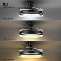 Optonica LED mennyezeti lámpa és ventilátor 36W 2880lm CCT fekete IP20 19102