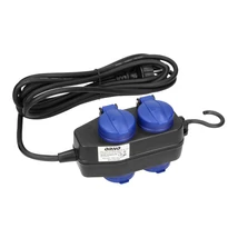 Orno kültéri gumis 4-es (2x2) lengő hosszabbító, elosztó csapófedéllel 10m IP44