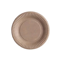 Papírtányér, kerek, kraft, 15cm átmérő barna eldobható, kerti parti, grill