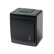 Pawbol falon kívüli egypólusú nyomó csengőjellel (101N) fekete IP44 BETA D.3710WDC