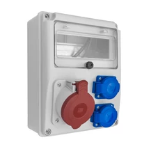 Pawbol szerelt ipari csatlakozó doboz 8 modul 5P 32A + 2x2P+F IP44 R-BOX 240-8 B.1802-S