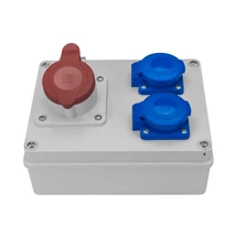 Pawbol szerelt ipari csatlakozó doboz 4P 16A + 2x2P+F IP44 R-BOX 190 B.1227-S