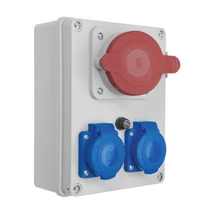 Pawbol szerelt ipari csatlakozó doboz 5P 32A + 2x2P+F IP44 R-BOX 190 B.1603-S