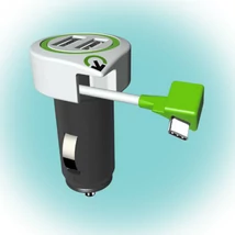 Q2 POWER Autós USB töltő "Triple USB Car Charger USB Type C Connector"