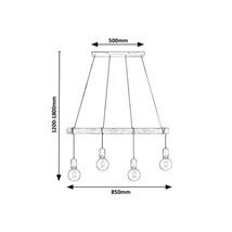 R.3980 Pablo,bel.Függ,4xE27,fém-fa,m.fekete
