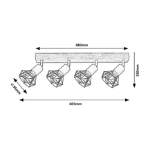 R. 3140 Zeus,bel.spot,E14 4xMAX40W,fekete,tölgy