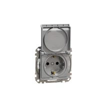 Schneider Sedna Design 2P+F dugalj gyermekvédelemmel csapófedéllel alumínium IP44 SDD213023