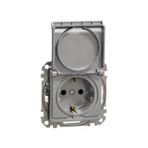 Schneider Sedna Design 2P+F dugalj gyermekvédelemmel csapófedéllel alumínium SDD113023