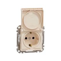 Schneider Sedna Design 2P+F dugalj gyermekvédelemmel csapófedéllel bézs IP44 SDD212024