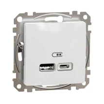 Schneider Sedna Design dupla USB töltő A+C 2,4A fehér SDD111402 