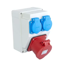 TP Electric ipari csatlakozó doboz 5P 32A 400V + 2db 2P+F 230V szerelt IP44 3317-200-7000H 