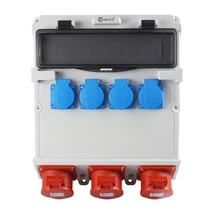 TP Electric ipari csatlakozó doboz szerelt 300x340mm 4x 1P 16A + 3x 5P 16A 14 modul IP44 3600-400-0503