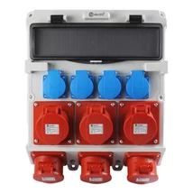 TP Electric ipari csatlakozó doboz szerelt 300x340mm 4x 2P+F + 3x 5P 16A + 3x 5P 32A 14 modul IP44 3620-400-5373
