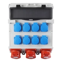 TP Electric ipari csatlakozó doboz szerelt 300x340mm 8x 2P+F + 1x 5P 16A + 2x 5P 32A 14 modul IP44 3610-800-5172