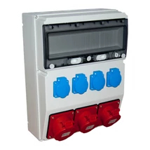 TP Electric ipari csatlakozó doboz szerelt 300x400mm 2x 5P 16A + 1x 5P 32A + 4x 2P+F gyorscsatlakozós aljzatokk IP54 3360-400-5271HH