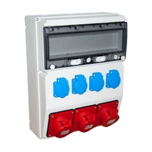 TP Electric ipari csatlakozó doboz szerelt 300x400mm 3x 5P 16A + 4x 2P+F gyorscsatlakozós aljzatokkal IP44 3360-400-0503HH