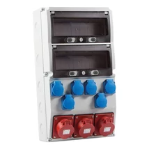 TP Electric ipari csatlakozó doboz szerelt 300x540mm 6x 2P+F + 3x 5P 16A 2x 13 modul IP44 3321-600-0503