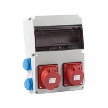 TP Electric Ipari doboz szerelt 5P16A + 5P32A + 4x 2P+F 11 modul ablak 220x300 3320-004-5700