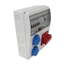 Tracon ipari csatlakozó doboz védelemmel 5P 16A + 2x2P+F szerelt vezetékelt TDB04-11MV