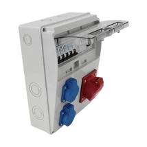 Tracon ipari csatlakozó doboz védelemmel 5P 16A + 2x2P+F szerelt vezetékelt TDB04-11MV