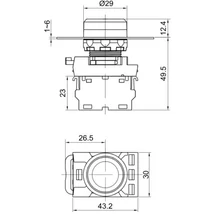 Jelölt, világító  nyomókapcsoló, fehér, (fekete nyíl)1×NO, 5A/230V AC-15, IP65,