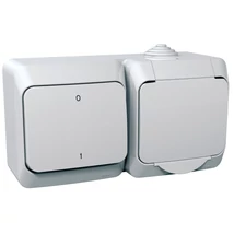 CEDAR PLUS 2P+F csatlakozóaljzat, kétpólusú kapcsolóval, IP44, fehér