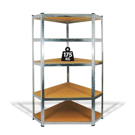 Fémpolc állvány sarok 5 szintes fém max. 175 kg 180 x 90 x 30 cm 10846
