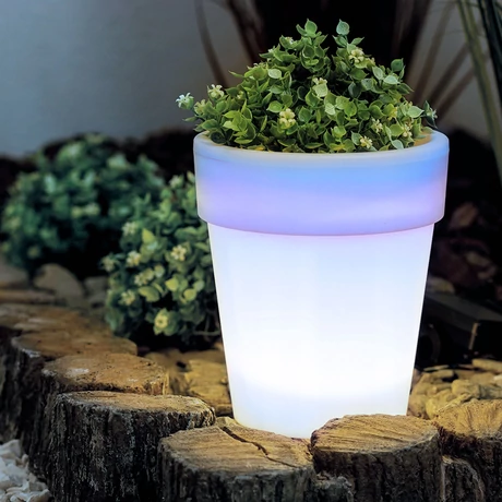Garden of eden szolár virágcserép 4 hidegfehér LED 16,5x19 cm 11739