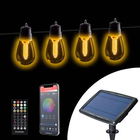 Smart szolár fényfüzér 25 db fehér LED állítható színhőmérséklet 13,6 m bluetooth 11744