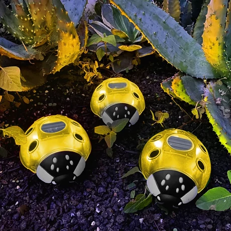 Garden of Eden Szolár katicabogár sárga 14,5x12x6cm 6 melegfehér LED 11764C