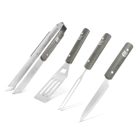 Grillező eszköz szett  4 db-os fa nyéllel táskában 56304C