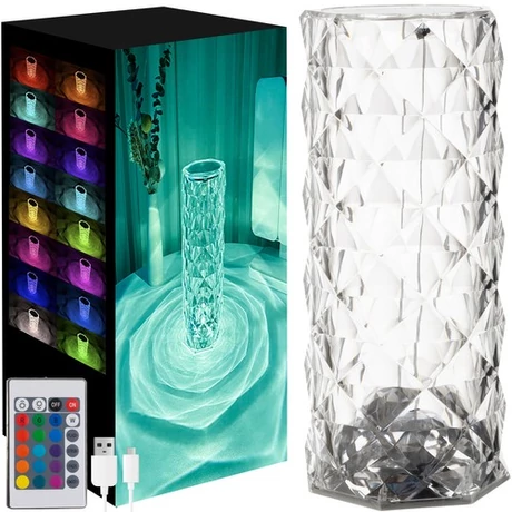 Rózsa hatású RGB LED-es lámpa akkumulátoros akril USB DA01021