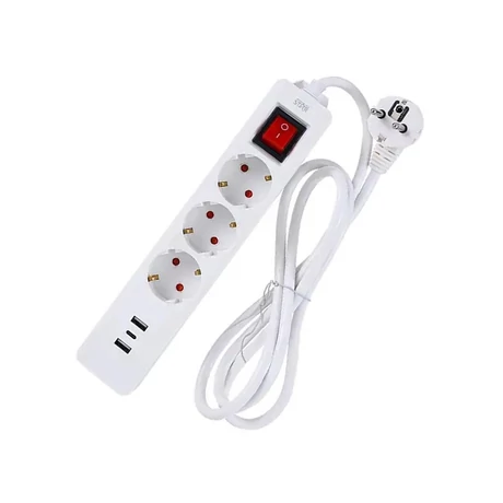 WinningStar 3 az 1 ben Elosztó 3-as kapcsolós + 2xUSB +1 x C-type 3 m DA01159