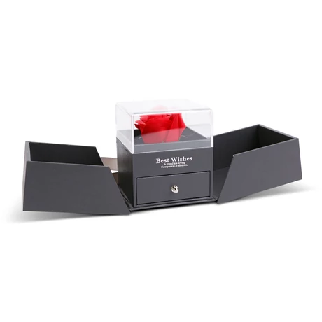 Örökrózsa nyitható díszdobozban nyaklánccal 10,2x9,8x11 cm fekete DA01201