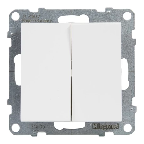 Legrand Suno 106+6 kettős váltókapcsoló keret nélkül 10AX, fehér 721108