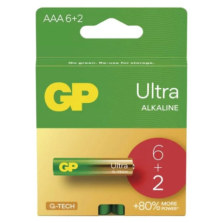 GP ULTRA AAA alkáli mikroceruzaelem LR03 6+2db/csomag B02118