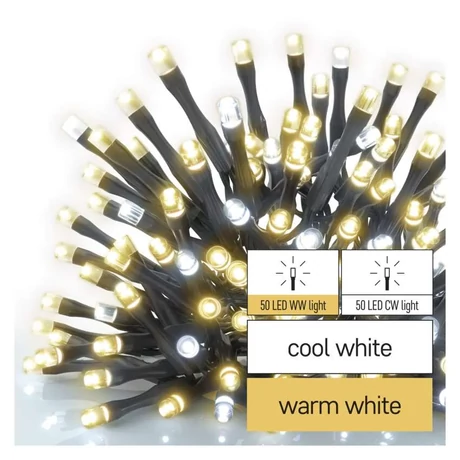 EMOS Standard LED sorolható karácsonyi füzér, 10 m, kültéri, meleg/hideg fehér D1AN01