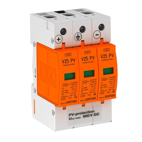 OBO Túlfeszültség védő V25-B+C 3-PH900 OBO CombiController V25 3 pólus PV-hez 900V 5097447
