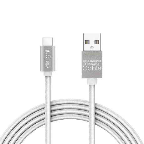 Delight szövet adatkábel fehér 1m USB Type-C 55442C-WH