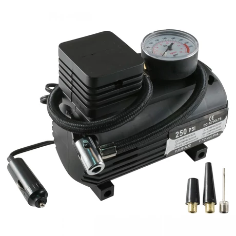 SAL 90304 autós kompresszor, 250 PSI, 18 bar, 10 A, 3 fúvókaadapter, 2,5m vezeték 90304