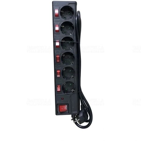 Stilo Hálózati elosztó 6db aljzat, 1.5fm vezetékkel, villámvédelemmel, 6+1 kapcsolóval H05VV-F 3x1,5mm2 Stilo STI1045