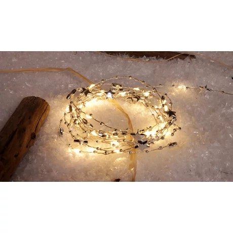 Tracon LED karácsonyi lánc csillag elemes meleg fehér CHRM30WW