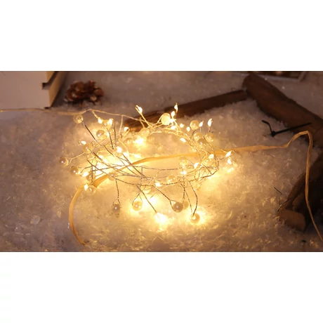 Tracon LED karácsonyi lánc gyöngy elemes meleg fehér CHRMA40WW