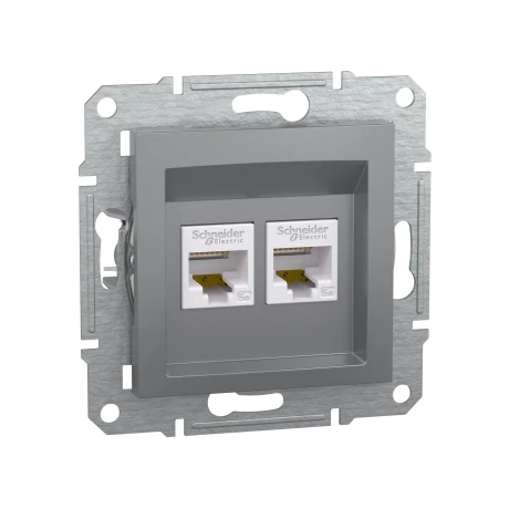 Schneider Electric Asfora 2xRJ45 Cat5e UTP csatlakozóaljzat acél EPH4400162